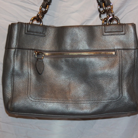 COACH PENELOPE CARRYALL F16531 SILVER PEBBLED LEAT - Picture 4 of 7